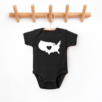 The Juniper Shop USA Heart Outline Baby Bodysuit