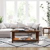 Merrick Lane Rustic Coffee Table with Lower Shelf, Farmhouse Style Solid Wood Accent Table - 2 of 4