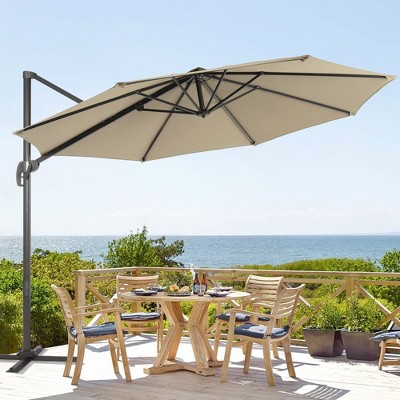 Sonkuki Outdoor 11FT Round Offset Patio Cantilever Aluminum Umbrella