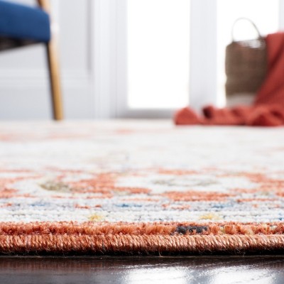 Ivory and Rust Hand-Knotted Oriental Area Rug