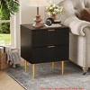 1/2 Pack Modern Nightstand with USB Charging Station, Gold & Wood Fluted Bedside Night Stand with 2 Drawers - 4 of 4