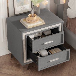 KWPZQEB Nightstand, Mid Century Modern Velvet Bedside Table with 2 Storage Drawers & Handle, Night Stands End Table, Bedside Cabinetfor Bedroom - 1 of 4