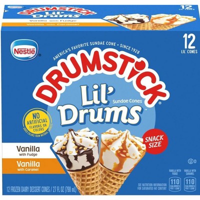 Nestle Vanilla with Caramel & Fudge Frozen Sauce Drumstick Lil'Drums - 12ct