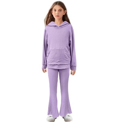 Girls Corduroy Tracksuit Sets Hoodie Tracksuits Girls Athletic Sets 2 Piece Sport Outfits Hoodie Sweatshirts with Bootcut Pants