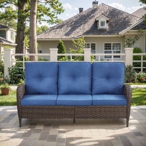 Gymojoy Outdoor 3-Seat Sofa PE Wicker Sofa Patio Sofa Couch - 1 of 4