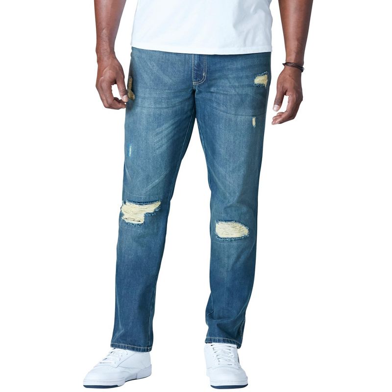 Liberty Blues Men's Big & Tall  Athletic Fit Side Elastic 5-Pocket Jeans, 1 of 2