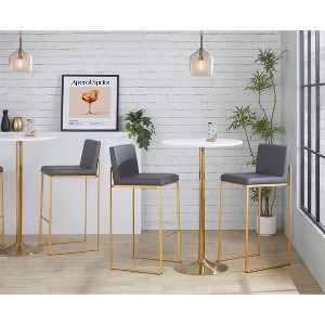 LumiSource Set of 3 Fuji High Back Barstools Gold Steel/Gray PU - 1 of 1