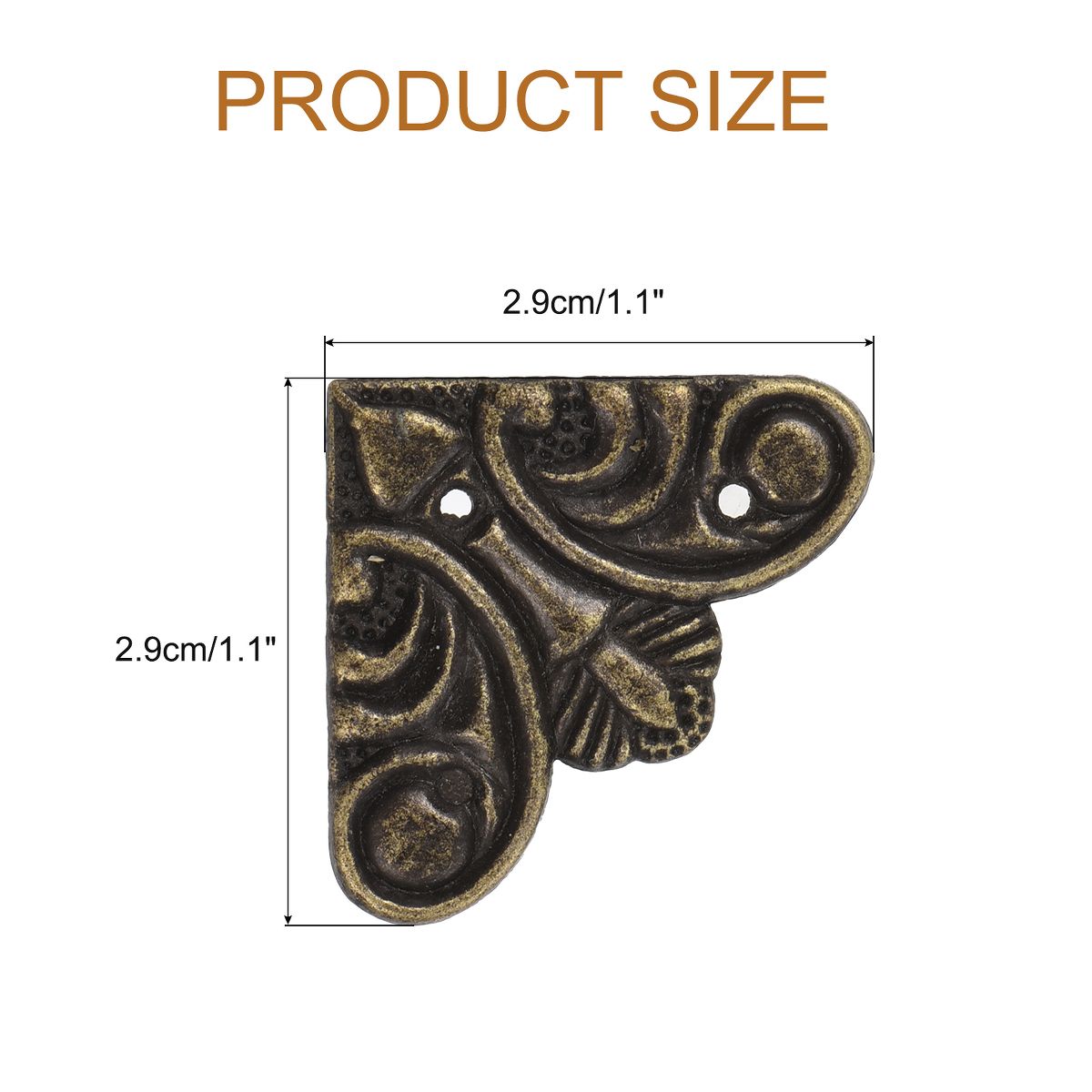 Unique Bargains Decorative Flat Metal Vintage Corner Bracket for Chest Desk - thumbnail 2