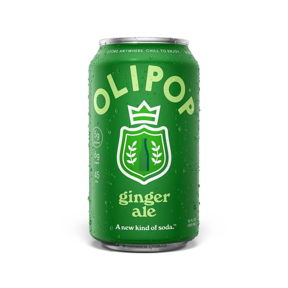 OLIPOP 6g Fiber Prebiotic Soda, Ginger Ale - 12 fl oz Can