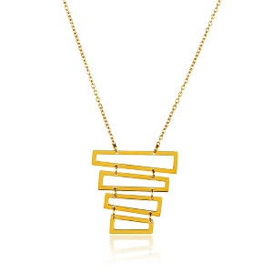 ELYA Women's Tiered Geometric Gold Plated Steel Necklace - 1 of 3