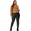 Agnes Orinda Women's Plus Size Winter Suede Cropped Moto Biker Zip Up Faux Suede Jackets - 3 of 4