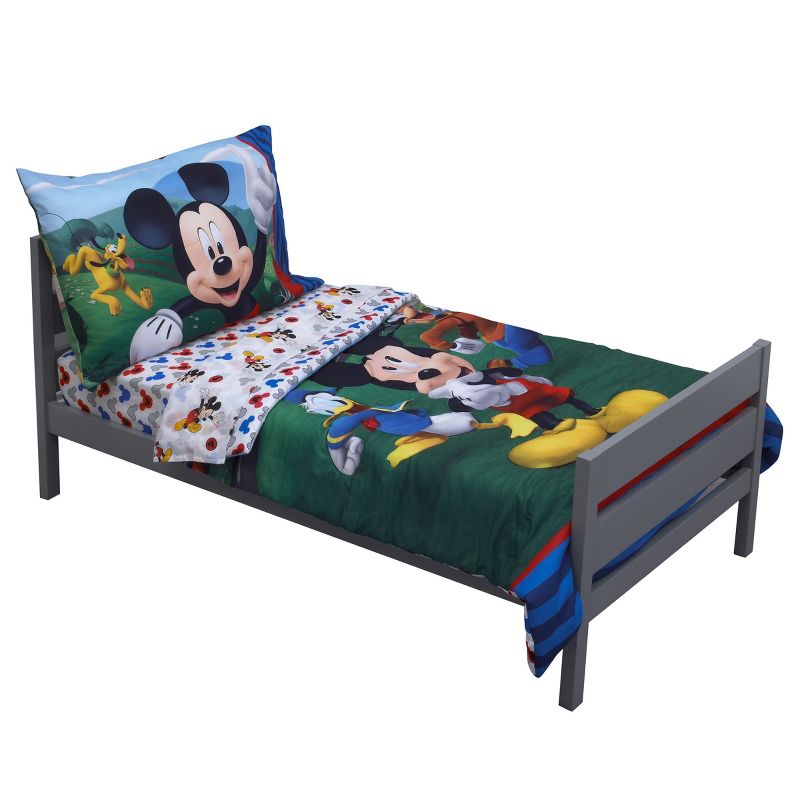 Disney Mickey Mouse - Blue, Red, Yellow 2 Piece Toddler Sheet Set with Fitted Crib Sheet and Pillowcase, 5 of 6