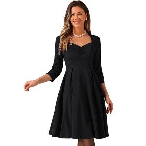Allegra K Women's Vintage Sweetheart Neck 1950s Retro Cocktail A-Line Dresses - 1 of 4