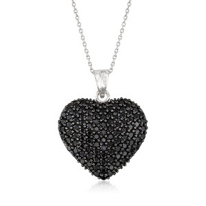 Ross-Simons 4.00 ct. t.w. Black Spinel Heart Pendant Necklace in Sterling Silver - 1 of 3