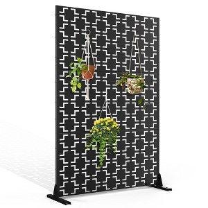 TUYOHW Metal Privacy Screen Outdoor, Decorative Privacy Panels, Freestanding Privacy Screen for Patio, Garden, Pool (White Square) - 1 of 4
