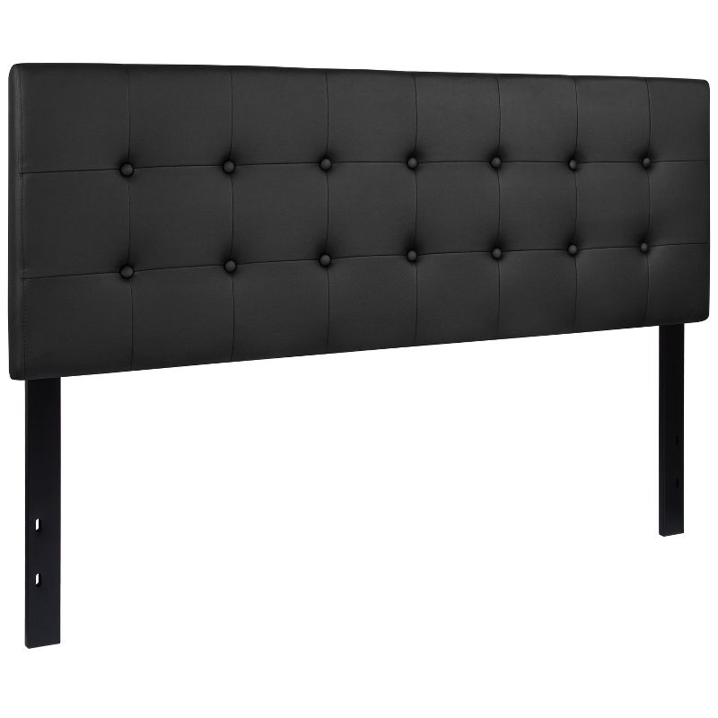 Emma and Oliver Button Tufted Upholstered Queen Size Headboard in Black Vinyl, 5 of 12