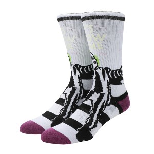 Beetlejuice UV Color Change Betelgeuse Adult White Athletic Crew Socks - 1 of 4