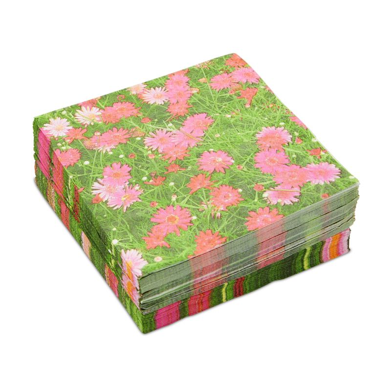 Juvale 100 Pack Pink Daisy Floral Disposable Luncheon Paper Napkins 6.5" for Birthday Summer Party Decorations, 4 of 9
