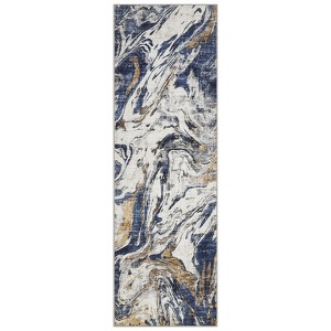 Modern Abstract Area Rug Machine Washable Rug, Non-Slip Faux Wool Soft Floor Carpet, Low Pile Foldable Accent Rug for Living Room, Dining Room - 1 of 4