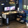 L Shaped Computer Desk with Power Outlets & LED Light - 2 of 4