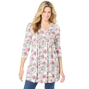 Woman Within V-Neck Pintucked Tunic - 1 of 4