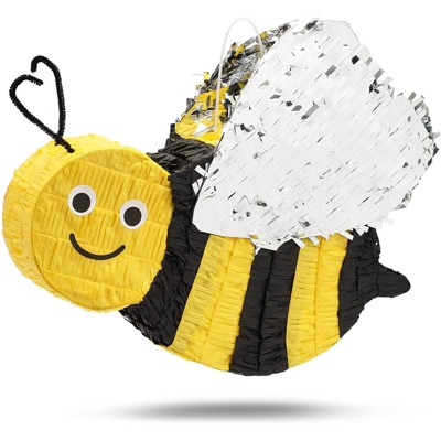 Bumble Bee Pinata for Baby Shower, Gender Reveal, Kids Honey Bee Birthday Party Supplies, Small 15.5 x 13 inches