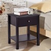 Costway End Table Nightstand Storage Display Furniture Drawer Shelf Beside Brown - 2 of 4