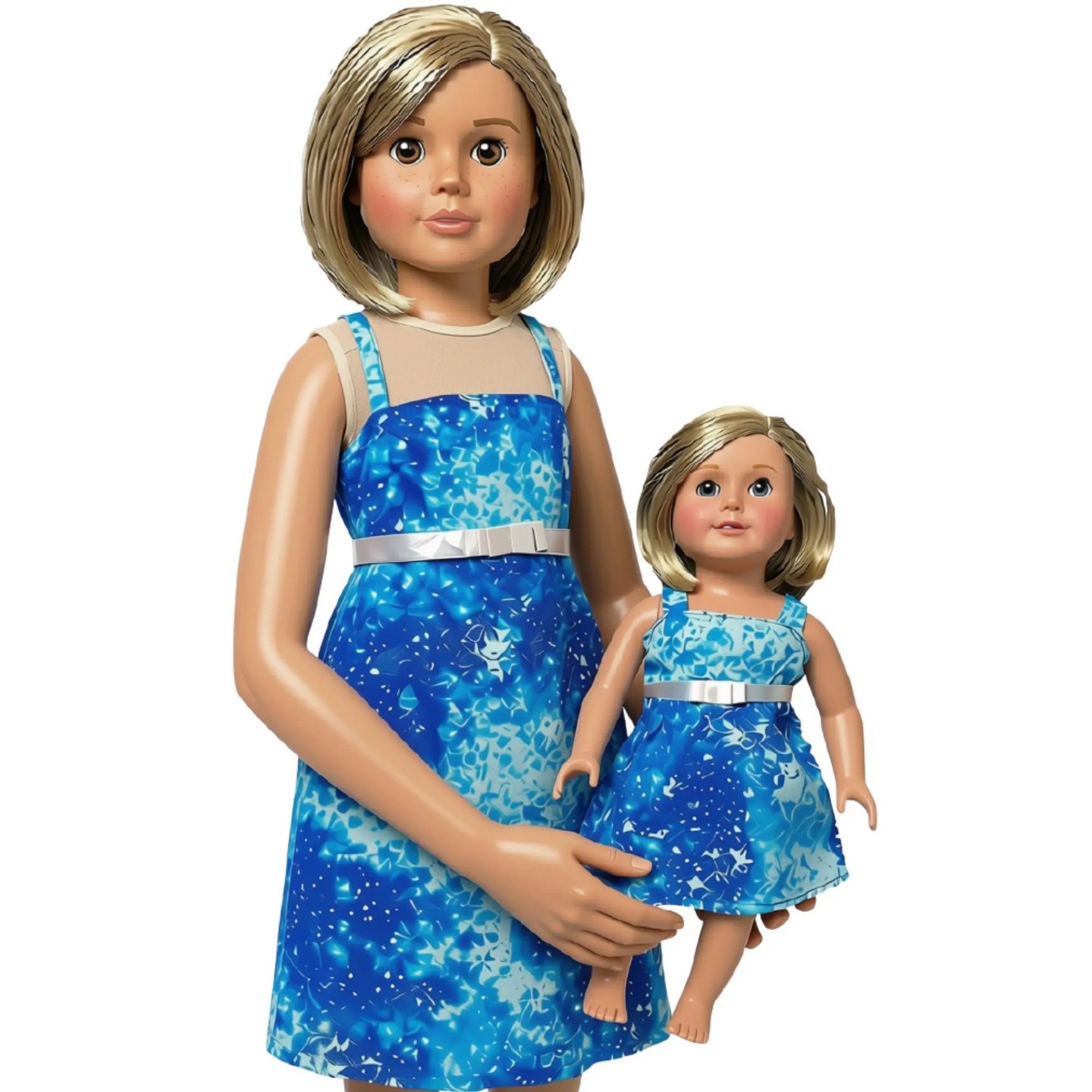 Детские платья Doll Clothes Superstore Matching Girl Size 12 & 18 Inch Doll Blue Sundresses – Handmade Dress Set, цвет: Синий — фото 2