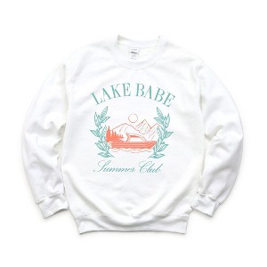 Simply Sage Market Women's Graphic Sweatshirt Lake Babe Boat - 1 of 3