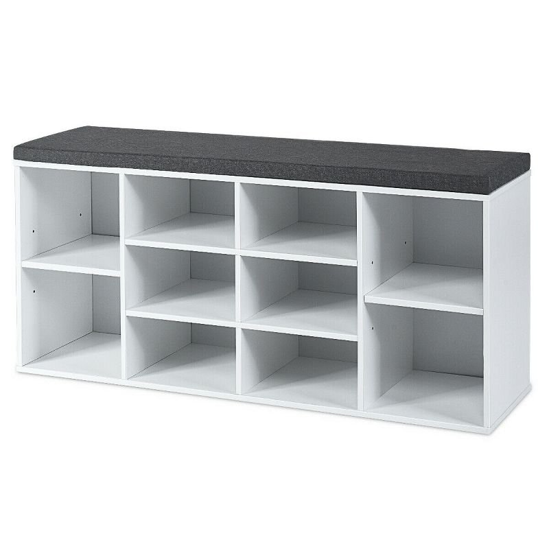 Tangkula Adjustable 10-Cube Organizer Bench Entryway Padded Shoe Storage Bench, 5 of 6
