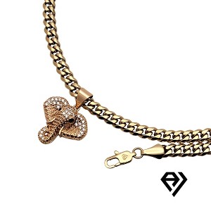 Aria Jeweler 6mm Cuban Chain With Elephant Head Pendent - 1 of 4