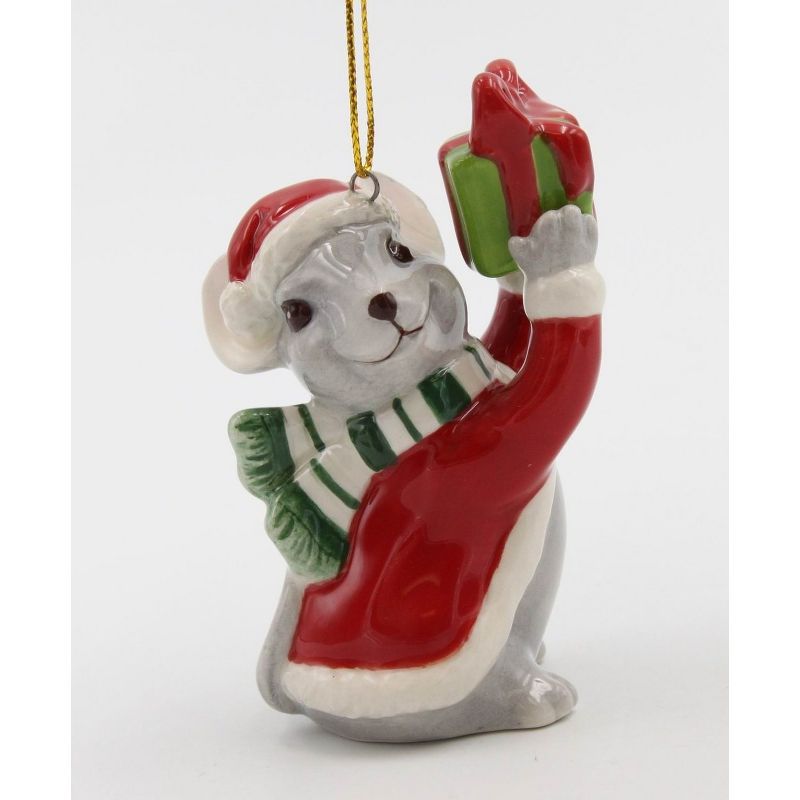 Kevins Gift Shoppe Ceramic Christmas Mouse With Gift Ornament, 1 of 5