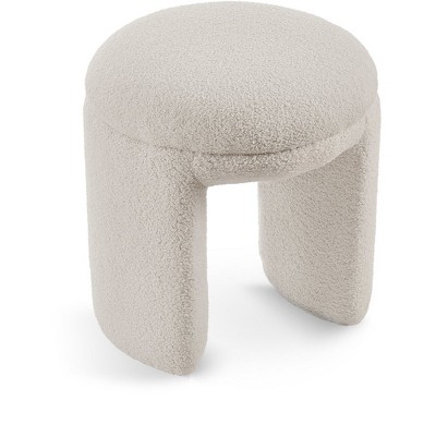 Meridian Furniture,Bowen Faux Shearling Teddy Fabric Ottoman/Stool