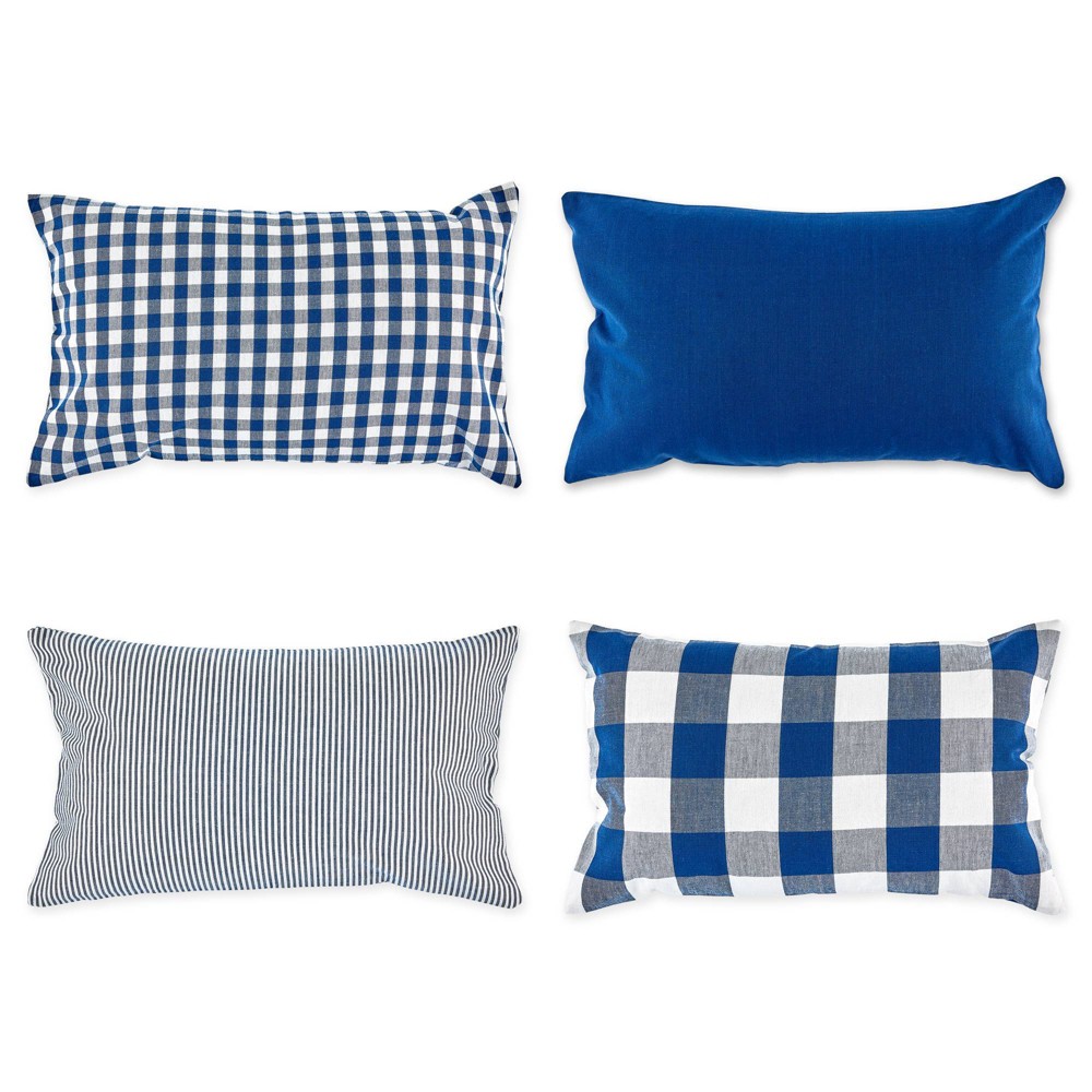 Photos - Pillowcase 4pk 12"x20" Assorted Lumbar Throw Pillow Covers Navy/Off White - Design Im