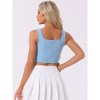 INSPIRE CHIC Women's Square Neck Asymmetrical Hem Zip Front Crop Tank Tops - 4 of 4