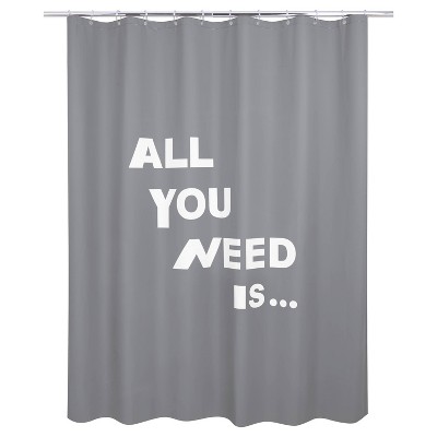 Glow in the Dark Love Peva Shower Curtain Dark Gray - Allure Home Creations