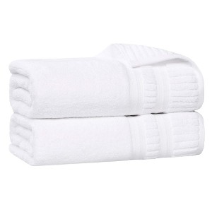 Ribbed Textured Border Zero Twist Cotton Medium Weight Towel Set by Blue Nile Mills - 1 of 4