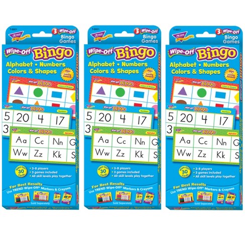 TREND Alphabets, Number, Shapes and Colors Wipe-Off Bingo Cards, 3 Packs - image 1 of 4