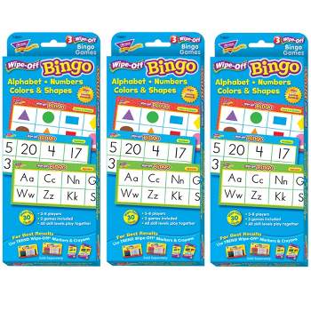 TREND Alphabets, Number, Shapes and Colors Wipe-Off Bingo Cards, 3 Packs