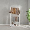 Double-Rod Freestanding Clothes Rack with Wheels Garment Rack with Dense Mesh Storage Shelf 110 lb Load Capacity for Hanging Clothes - 4 of 4