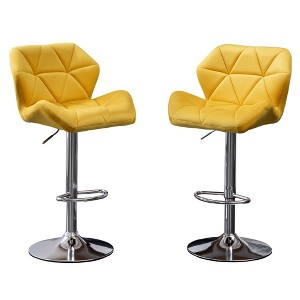 Ridstar Set of 2 Adjustable Swivel Height Bar Stools-Yellow - 1 of 4