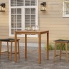 LuxenHome Outdoor Acacia Wood 37-Inch Counter Height 4-Person Dining Table Brown - 2 of 4