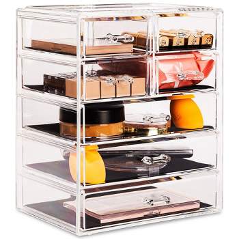 Sorbus Acrylic Makeup Organizer Case - Big Clear Makeup Organizer for Vanity, Bathroom, College Dorm, Closet, Desk