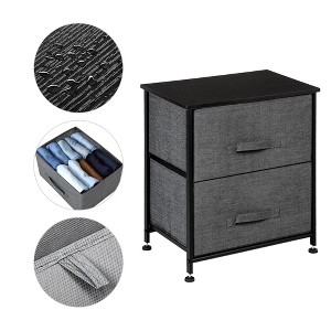 Resenkos 2 Drawers Double Layer Night Stand, Accent End Table Chest - Grey Gray - 1 of 4