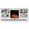 Kismile 60" Electric Fireplace with Mantel,Electric Fireplace TV Stand,Adjustable Realistic LED Flame with Remote Control, white - 3 of 4