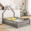 MAYEERTY Full House-shaped Headboard Floor Bed with Fence Gray - 2 of 4