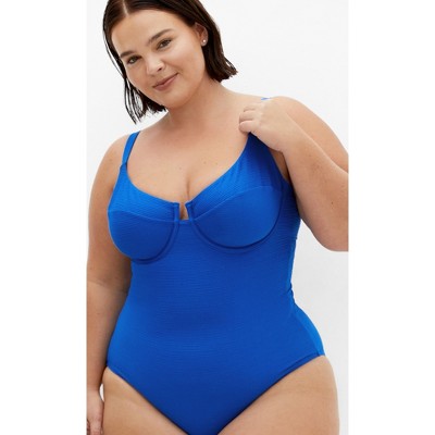 Women's Plus Size Alicante Underwire 1 Piece - cobalt blue | CITY CHIC