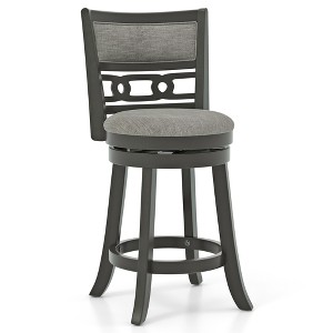 Tangkula 26" Upholstered Bar Stool w/ Wooden Frame Swivel Seat & Footrest for Pub Bar - 1 of 4