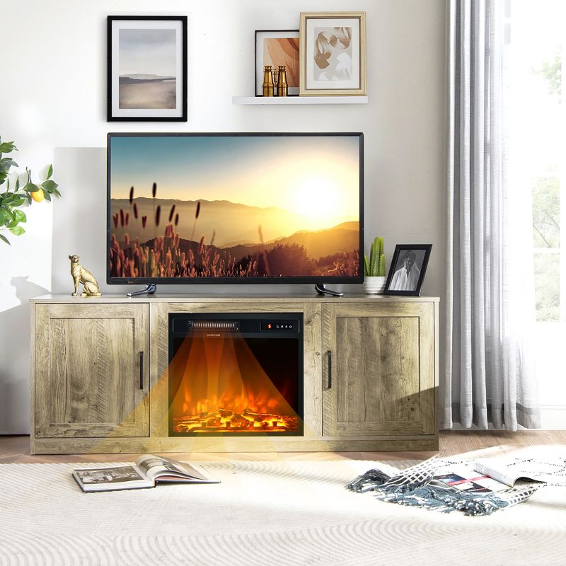 Costway 58'' Fireplace TV Stand Entertainment Console W/ 18'' Electric Fireplace, 3 of 11