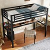 KTMBDW Loft Bed, Metal Bedframe with Ladder and Safety Guardrail, Build-in Power Outlet and LED, No Box Spring Needed, Noise Free, Black - 3 of 4